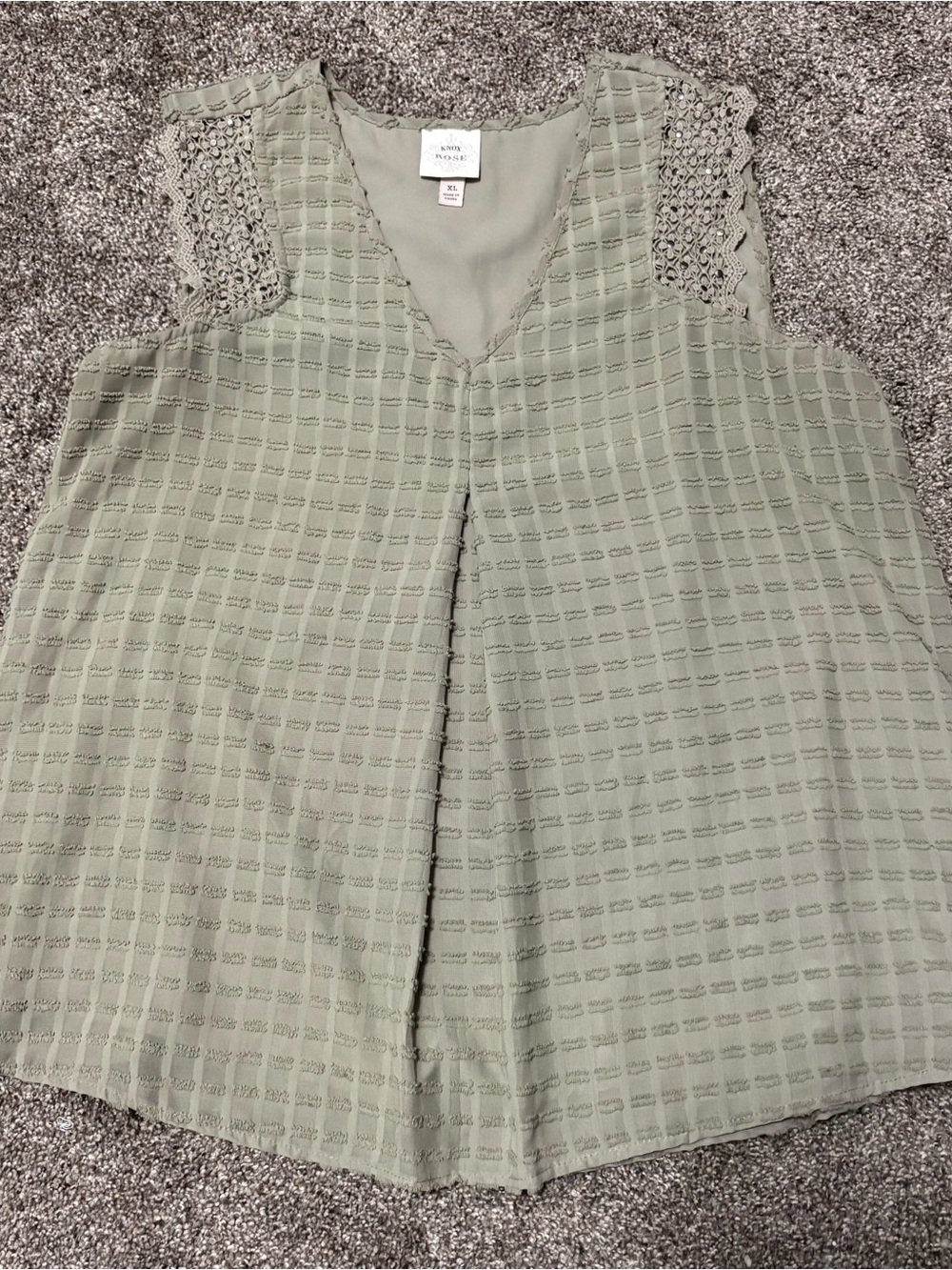 Knox Rose Olive Green Women's Top with Crochet Yoke